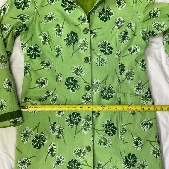 Mac & Jac Long Green Floral Cotton Fitted Jacket (size 8/10) - Picture 8 of 13